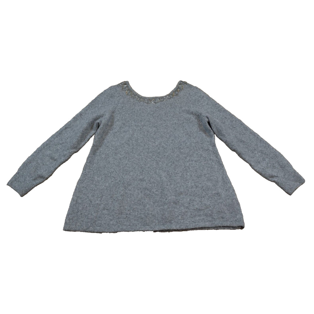 Soft Surrounding Women's‎ XL Sweater Wool Blend Jewel Edge Long Sleeve Gray